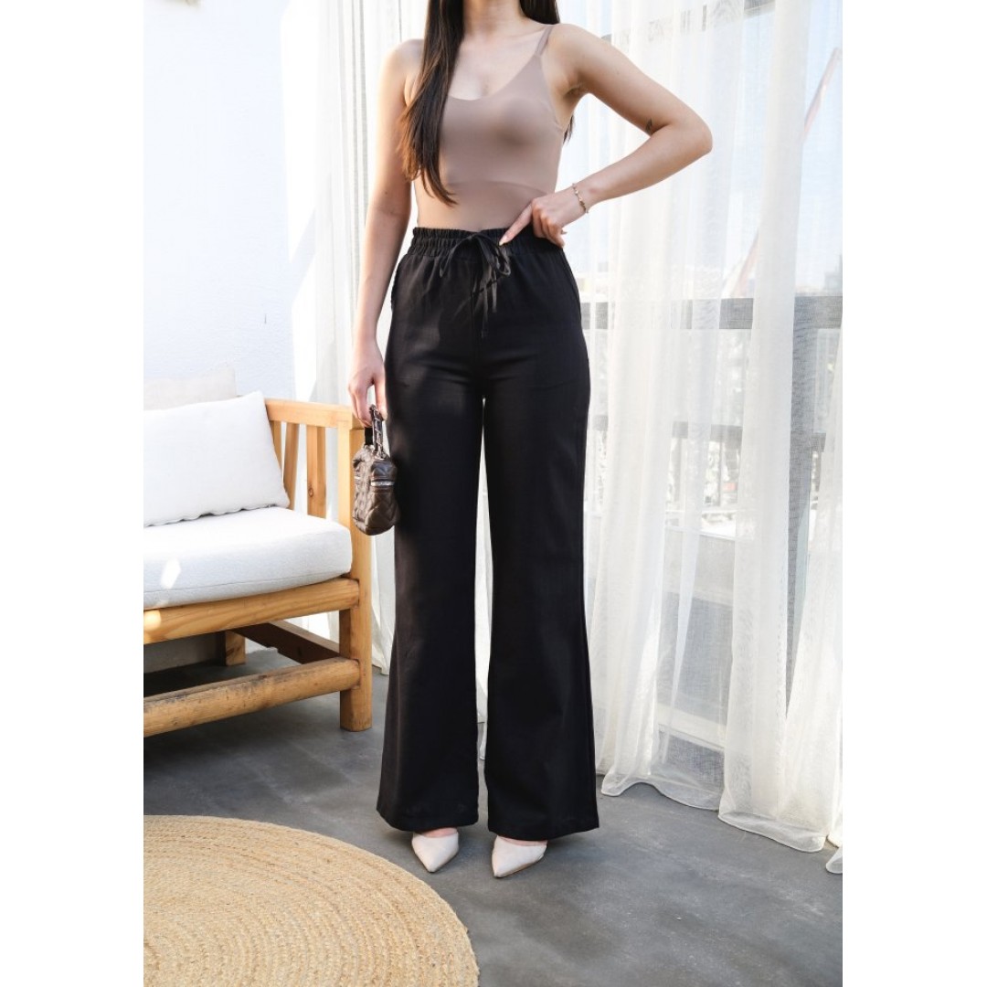 Beli̇ Lasti̇kli̇ Ve Bağcikli Keten Pantolon 159552