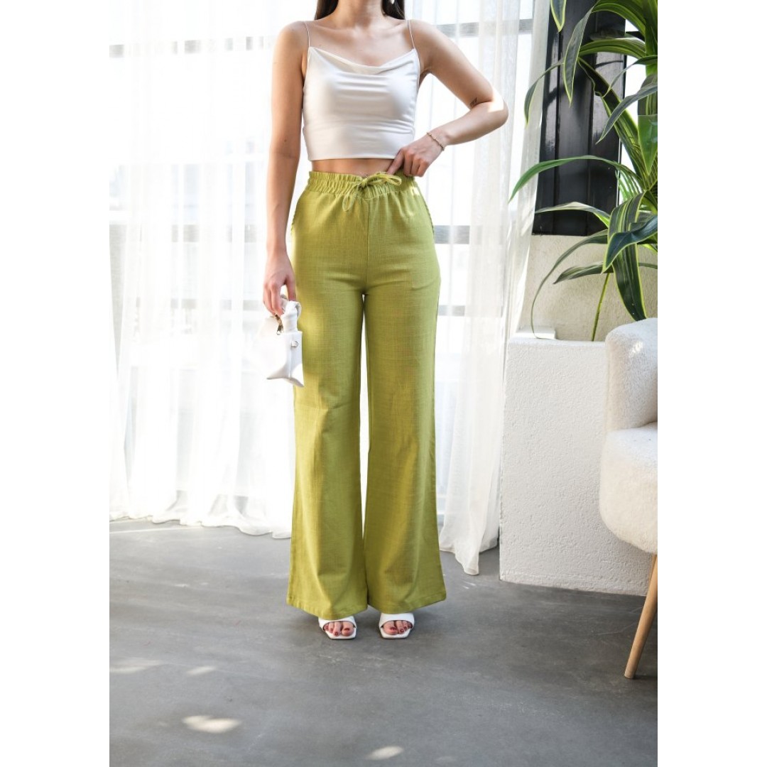 Beli̇ Lasti̇kli̇ Ve Bağcikli Keten Pantolon 159553