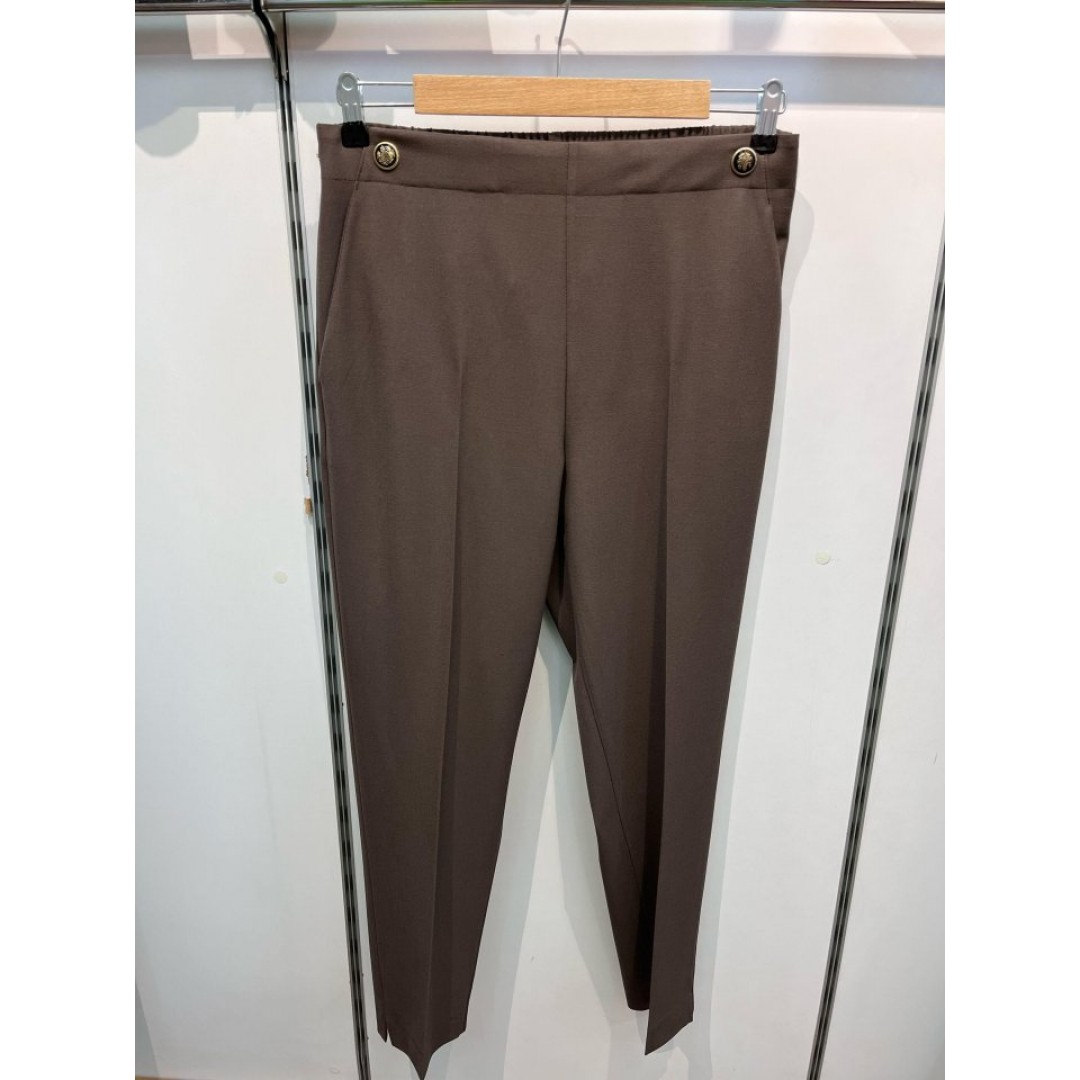 Dekorati̇f Düğmeli̇ Arka Bel Lasti̇kli̇ Pantolon