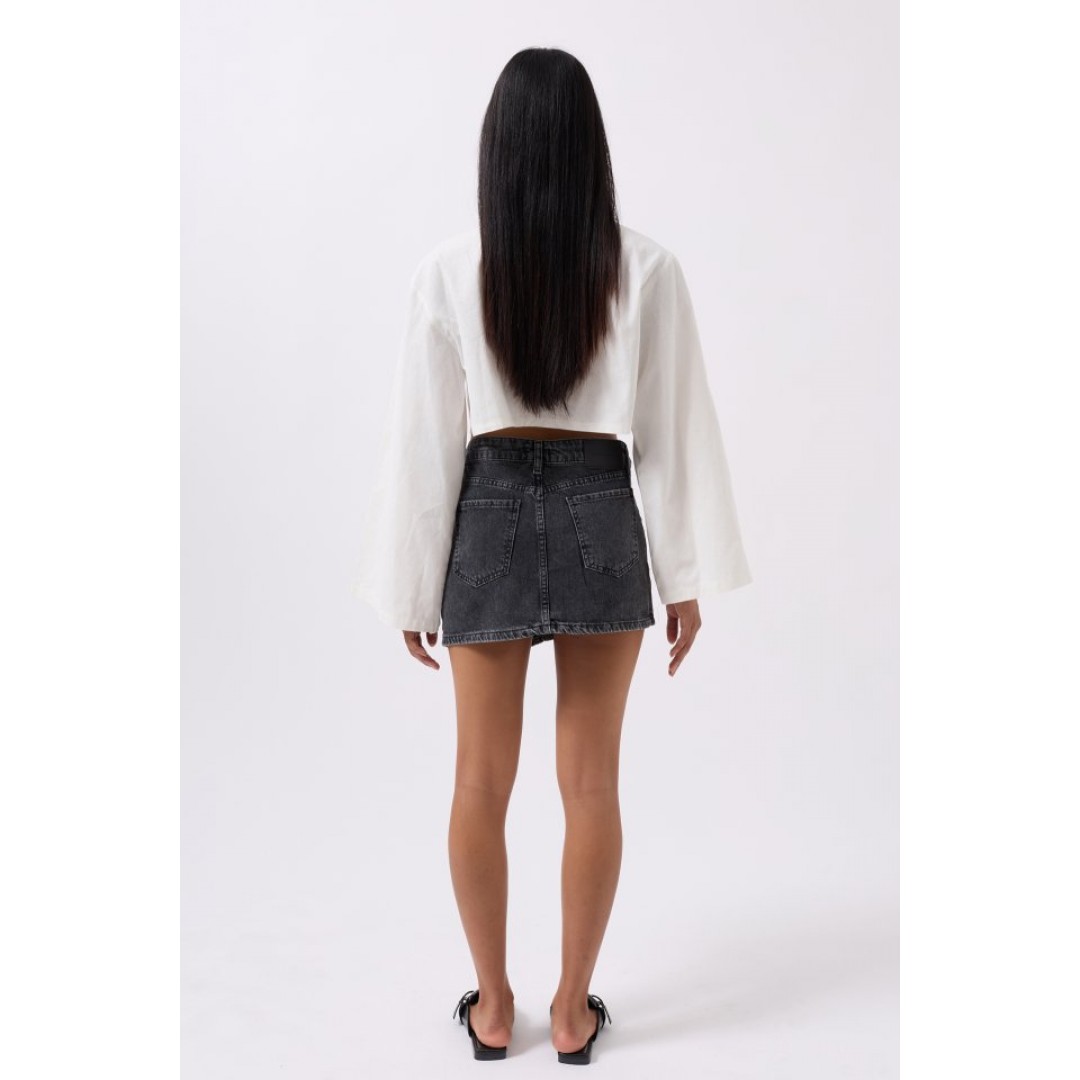 Asimetrik Bel Denim Mini Etek 160590 Asimetrik Bel Denim Mini Etek 160590