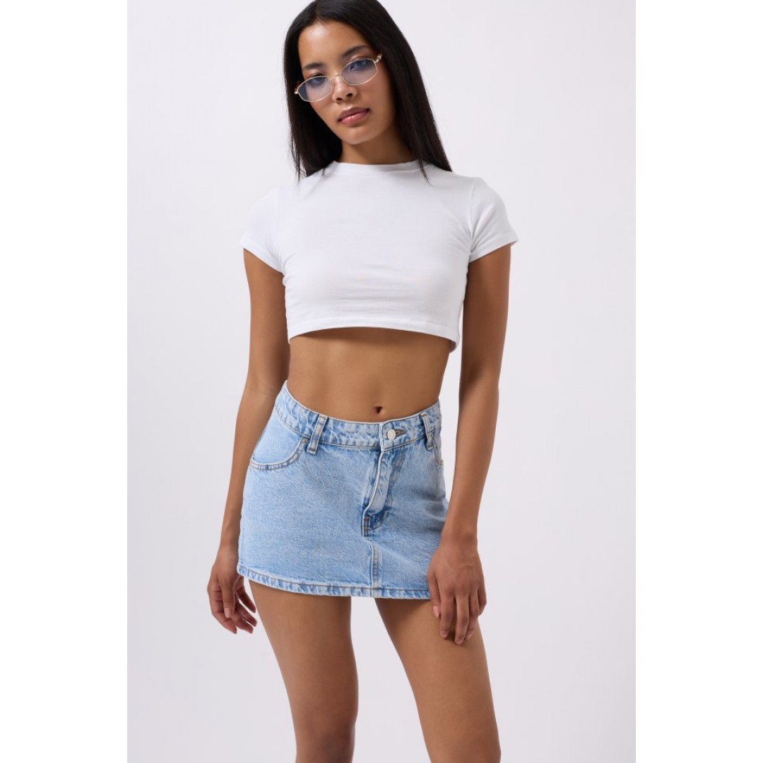 Asimetrik Bel Denim Mini Etek