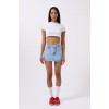 Asimetrik Bel Denim Mini Etek - 160591 Asimetrik Bel Denim Mini Etek - 160591
