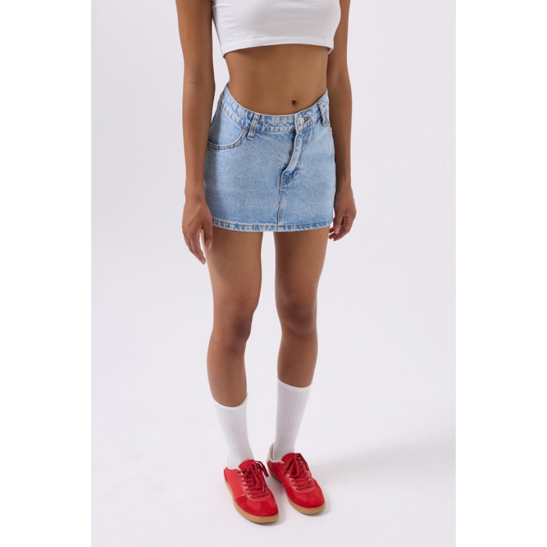 Asimetrik Bel Denim Mini Etek - 160591 Asimetrik Bel Denim Mini Etek - 160591
