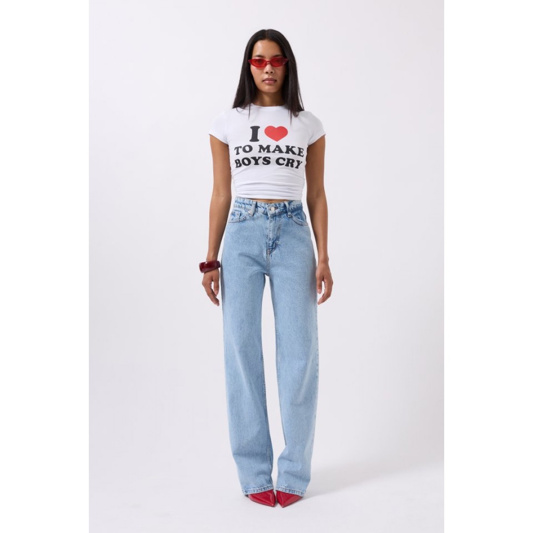 Nakış Detay Baskılı Crop T-Shirt 160592