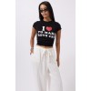 Nakış Detay Baskılı Crop T-Shirt 160593 Nakış Detay Baskılı Crop T-Shirt 160593
