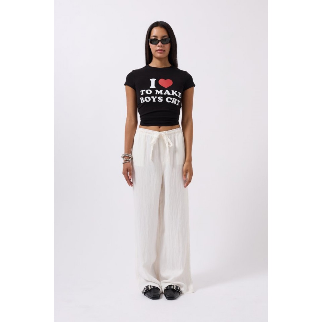 Nakış Detay Baskılı Crop T-Shirt 160593 Nakış Detay Baskılı Crop T-Shirt 160593