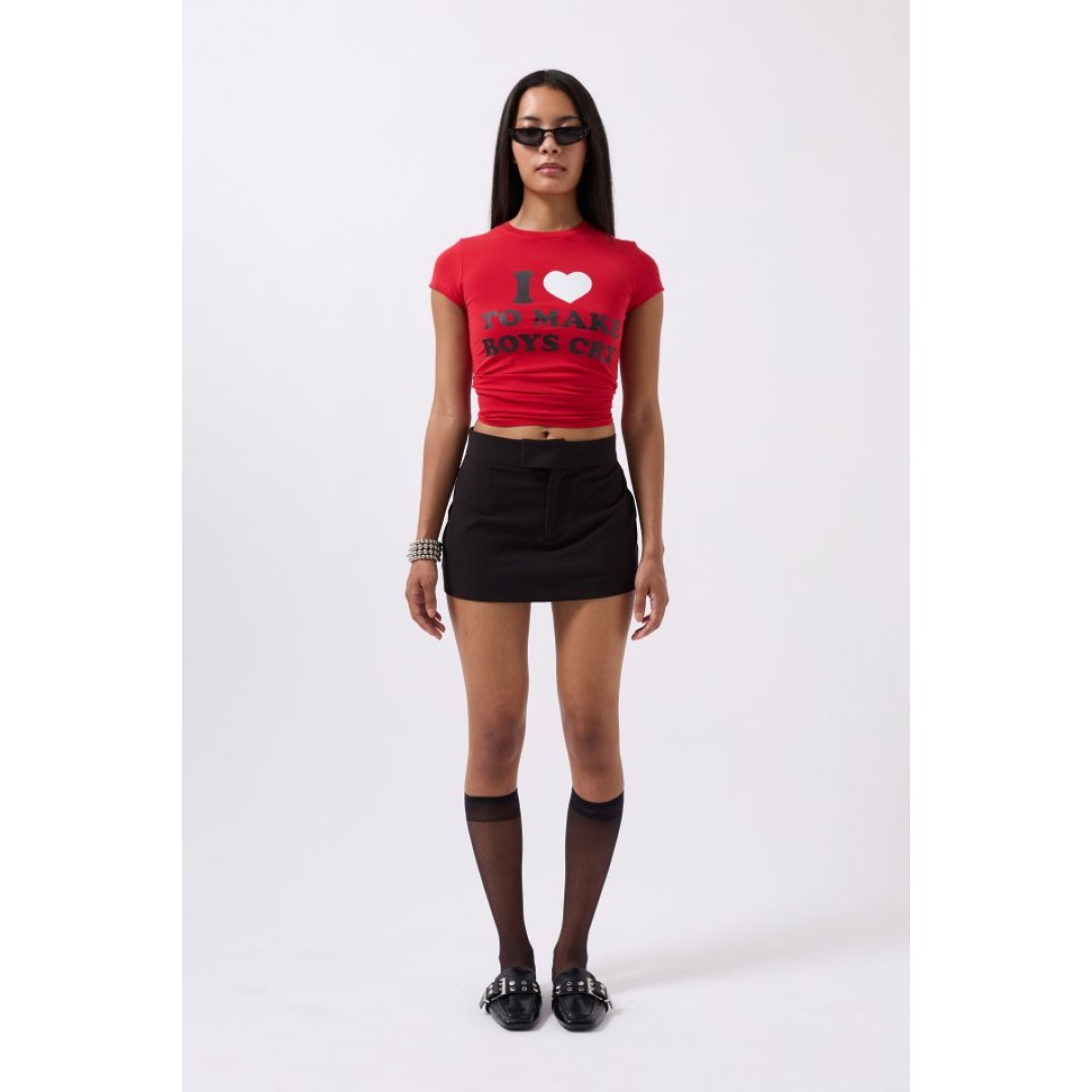 Nakış Detay Baskılı Crop T-Shirt - 160594 Nakış Detay Baskılı Crop T-Shirt - 160594