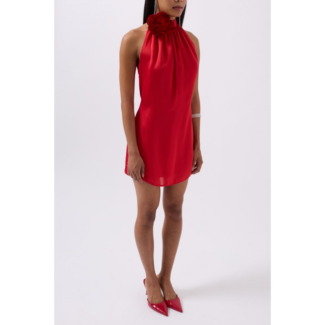 Gül Detay Mini Saten Elbise 160621 Gül Detay Mini Saten Elbise 160621