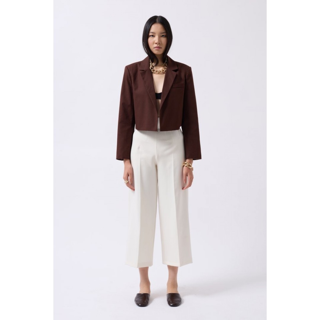 Crop Keten Blazer Ceket 162133