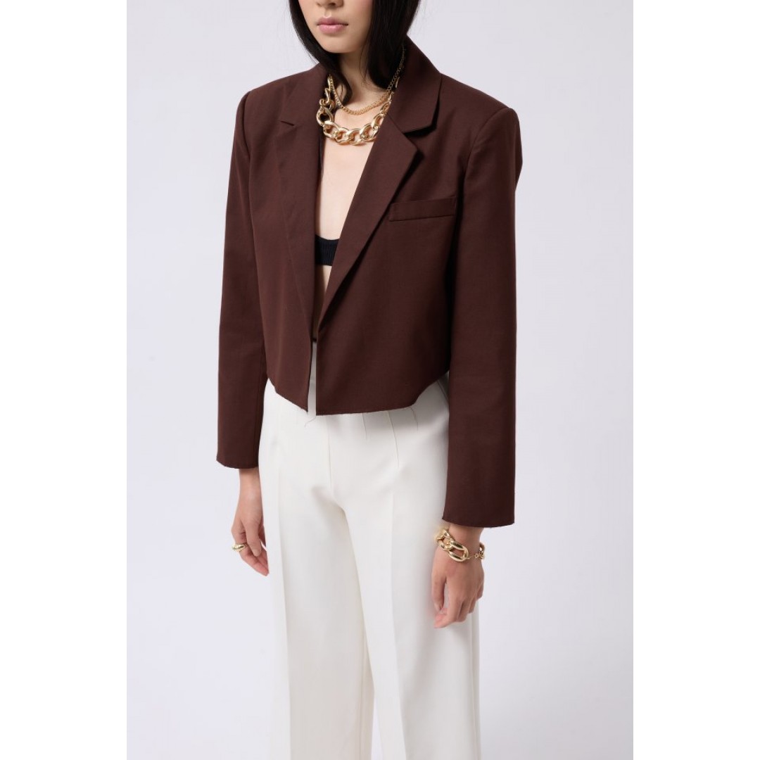 Crop Keten Blazer Ceket 162133