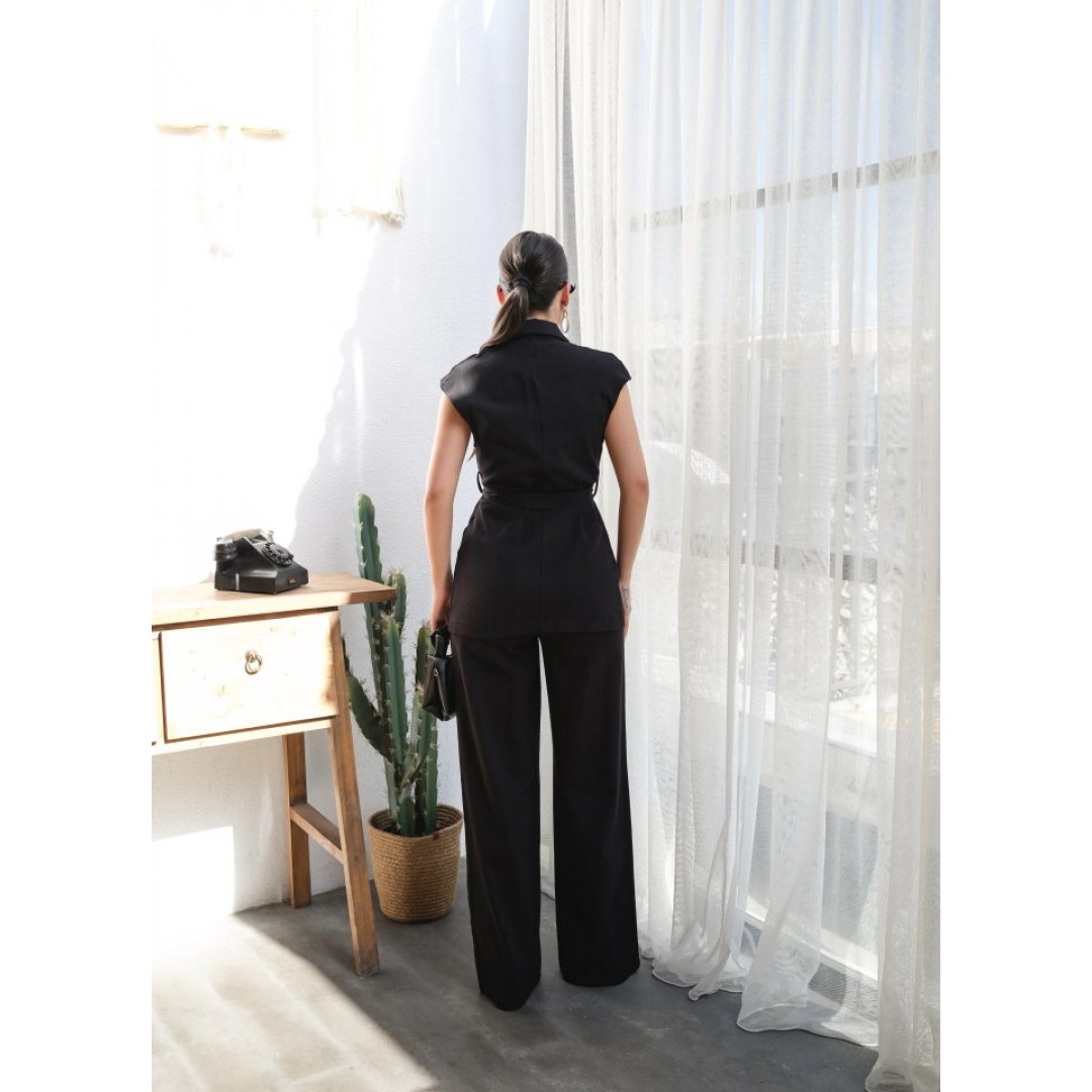Keten Kuşakli Yelek Ve Pantolon İki̇li̇ Takim 162156 Keten Kuşakli Yelek Ve Pantolon İki̇li̇ Takim 162156
