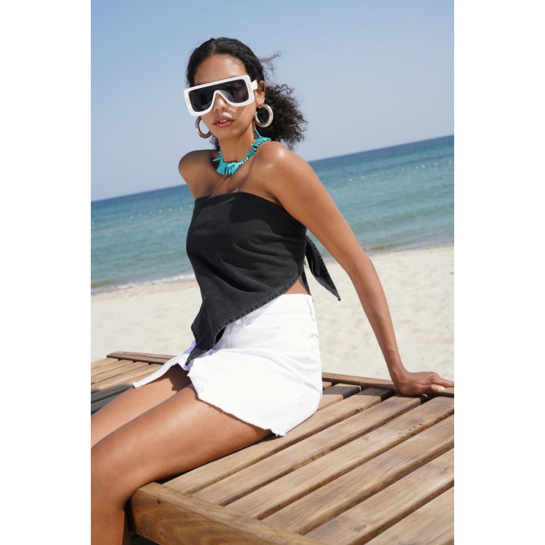 Bağlamalı Denim Crop 163932 Bağlamalı Denim Crop 163932