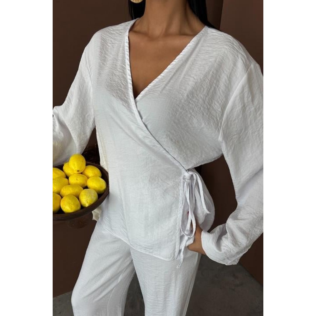 Kruvaze Model Klasik Pantolonlu Çupra Keten Takım 10191 159446 Kruvaze Model Klasik Pantolonlu Çupra Keten Takım 10191 159446