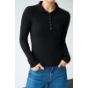 Polo Yaka 6 Düğmeli Kazak - Siyah 149949 Polo Yaka 6 Düğmeli Kazak - Siyah 149949