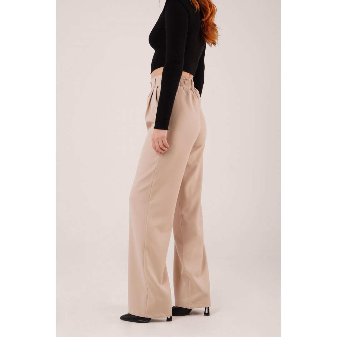Bol Paça Piliseli Bej Pantolon 147298 Bol Paça Piliseli Bej Pantolon 147298