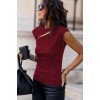 Kadın Sıfır Kol Pencere Detay Viskon T-shirt 159365