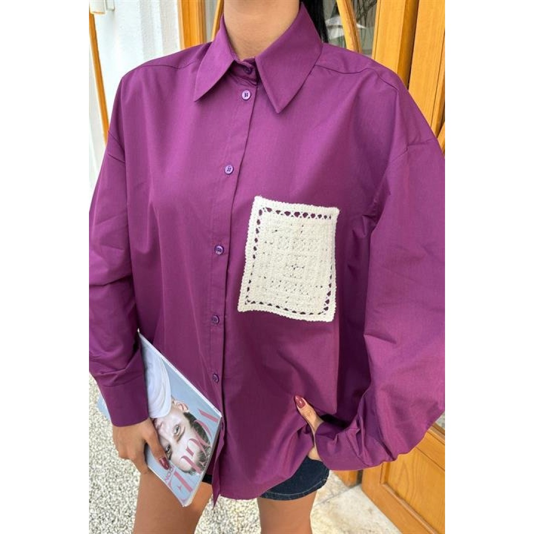 Süzine Cepli Arkası Yırtmaçlı Oversize Gömlek 3420 158762 Süzine Cepli Arkası Yırtmaçlı Oversize Gömlek 3420 158762