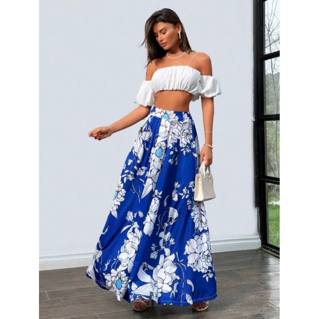 Kadın çiçek Baskılı Maxi Boy Süprem Etek 125318 Kadın çiçek Baskılı Maxi Boy Süprem Etek 125318