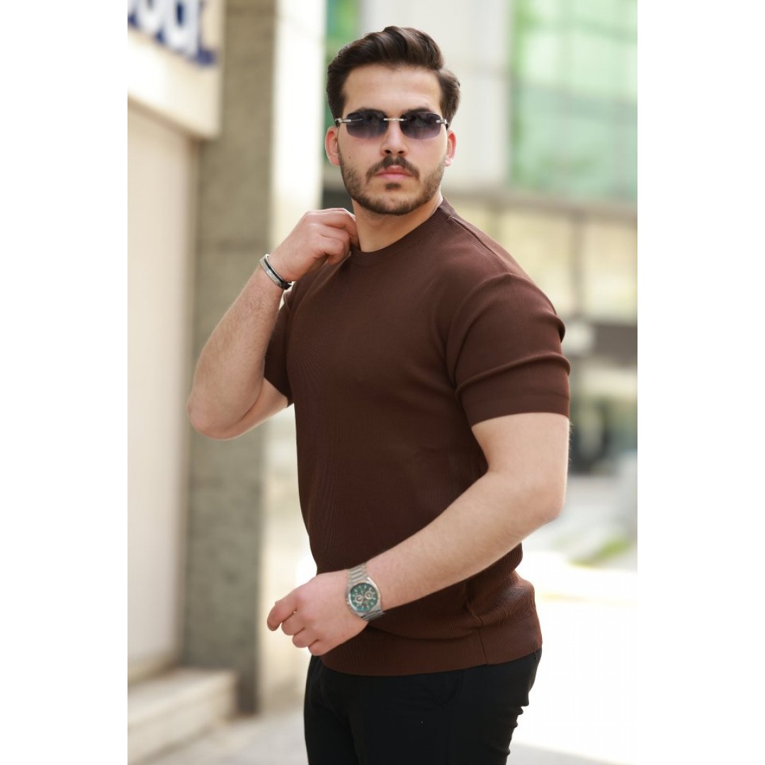 Erkek Bisiklet Yaka Jakarlı Kısa Kollu Tshirt - 159172 Erkek Bisiklet Yaka Jakarlı Kısa Kollu Tshirt - 159172