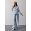 İşlemeli Bebe Yakalı Pantolon Takım - Bebe Mavisi 162860 İşlemeli Bebe Yakalı Pantolon Takım - Bebe Mavisi 162860