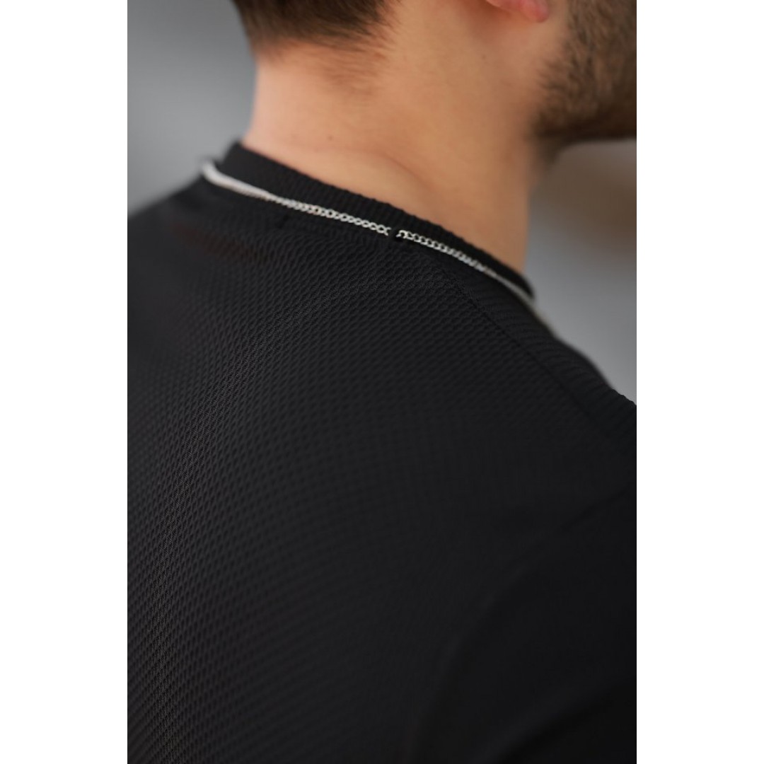 Erkek Cepli Kolyeli Kısa Kollu örme Kumaş T-shirt 159932