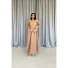 Camel Beli Büzgülü İnci Askılı Uzun Elbise - 154614 Camel Beli Büzgülü İnci Askılı Uzun Elbise - 154614