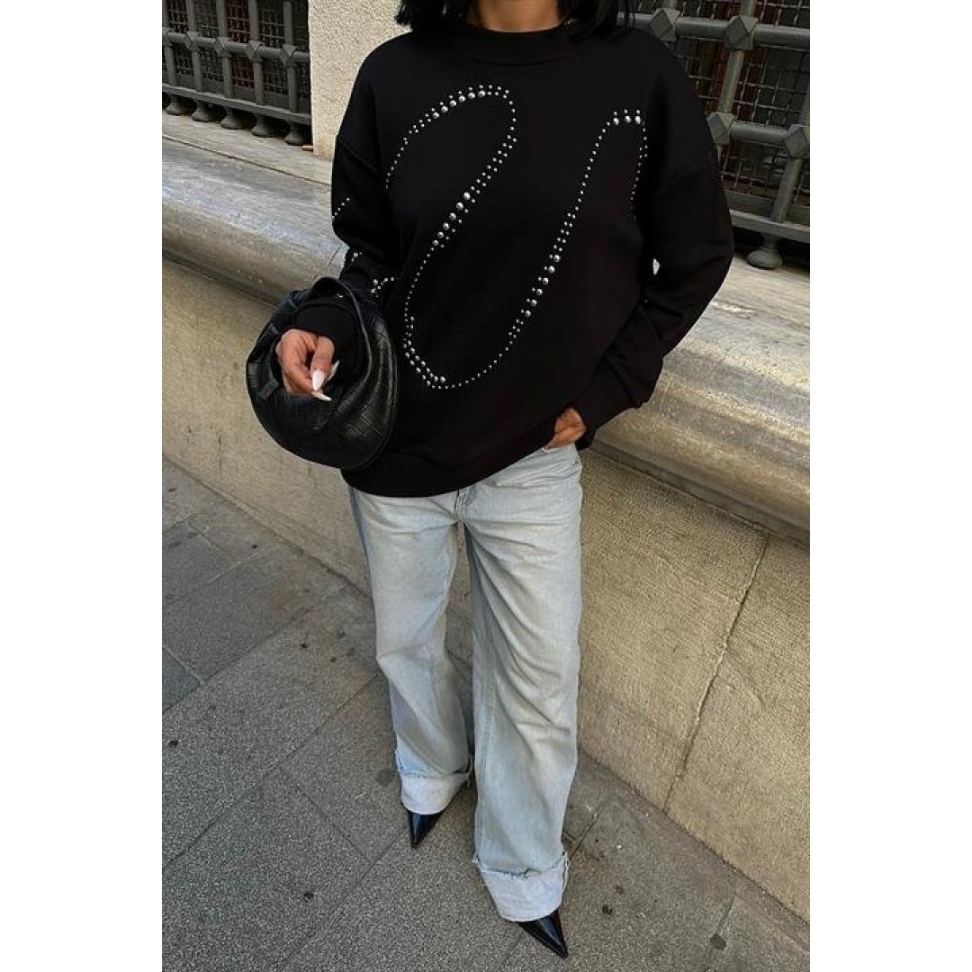 Gümüş Taşlı Sweatshirt 8052 158382 Gümüş Taşlı Sweatshirt 8052 158382