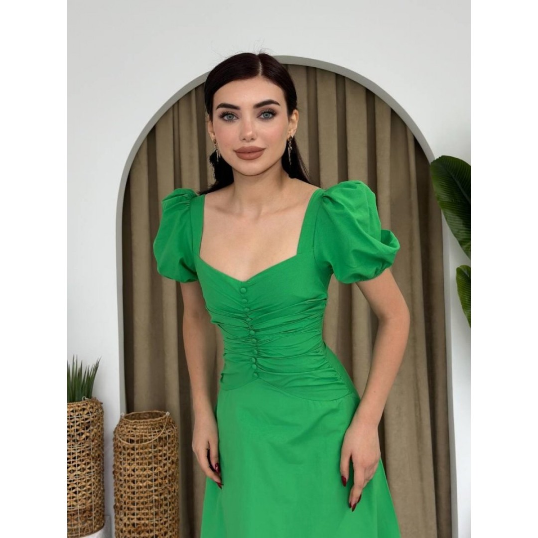 Kare Yaka Düğmeli Elbise - 148046 Kare Yaka Düğmeli Elbise - 148046