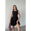 Siyah Mini Boy Büzgülü Keten Elbise 160627 Siyah Mini Boy Büzgülü Keten Elbise 160627