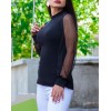 Kadın Siyah Kolu Tül Detaylı Yarım Balıkçı Kaşkorse Bluz - 139336 Kadın Siyah Kolu Tül Detaylı Yarım Balıkçı Kaşkorse Bluz - 139336