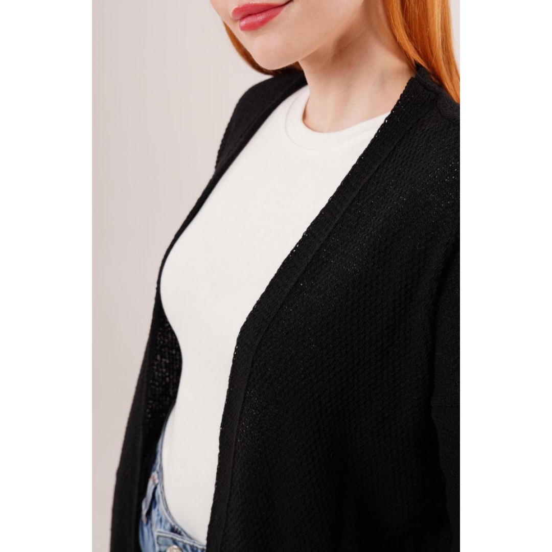 Cepli Salaş Model Triko Uzun Siyah Hırka - 149573 Cepli Salaş Model Triko Uzun Siyah Hırka - 149573