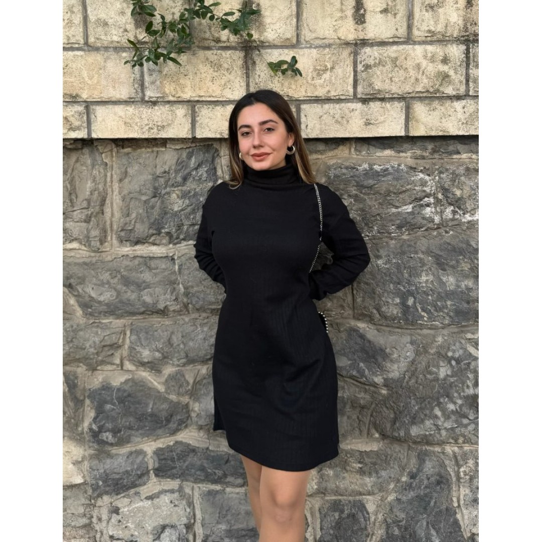 Kadın Uzun Kollu Balıkçı Yaka Kısa şardonlu Kaşkorse Elbise - 134704 Kadın Uzun Kollu Balıkçı Yaka Kısa şardonlu Kaşkorse Elbise - 134704