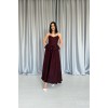 Bordo Beli Büzgülü İnci Askılı Uzun Elbise 154615 Bordo Beli Büzgülü İnci Askılı Uzun Elbise 154615