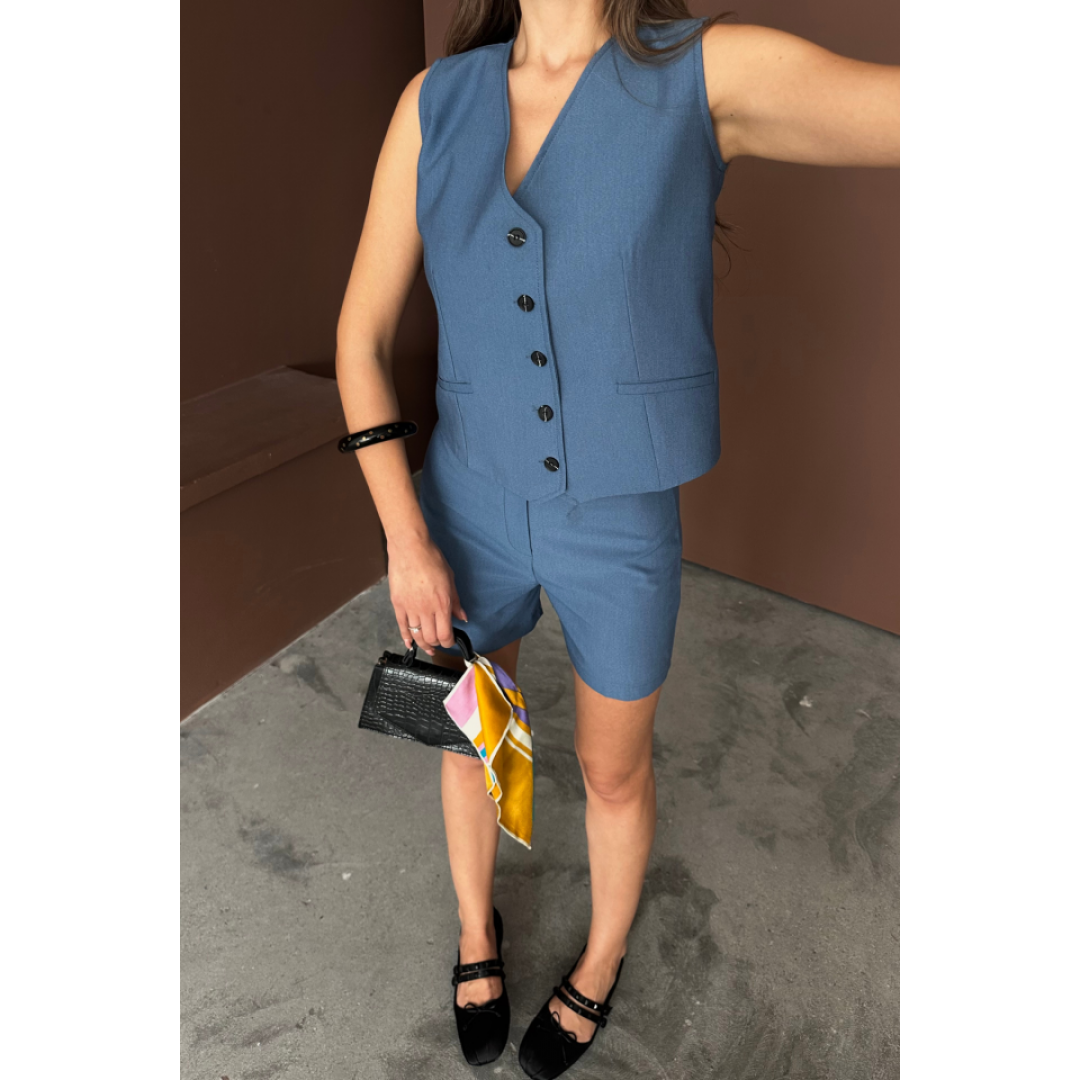 TENCEL YELEK - ŞORT TAKIM - İndigo 160806 TENCEL YELEK - ŞORT TAKIM - İndigo 160806