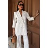 Blazer Ceketli Çizgili Keten Takım 10186 159435