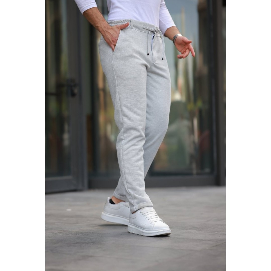Erkek Beli Bağcıklı Duble Paça örme Pamuklu Kumaş Jogger Pantolon - 160529 Erkek Beli Bağcıklı Duble Paça örme Pamuklu Kumaş Jogger Pantolon - 160529