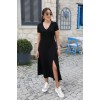 Kadın Kısa Kollu V Yaka Maxi Boy Elbise 124 Cm - 54824 Kadın Kısa Kollu V Yaka Maxi Boy Elbise 124 Cm - 54824