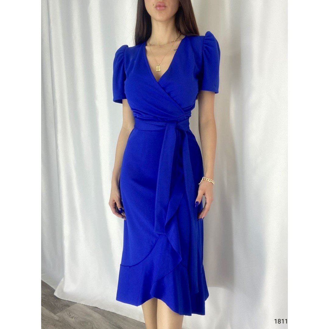 Kadın Kruvaze Yaka Midi Boy Kuşaklı Krep Elbise 120 Cm - 54534 Kadın Kruvaze Yaka Midi Boy Kuşaklı Krep Elbise 120 Cm - 54534