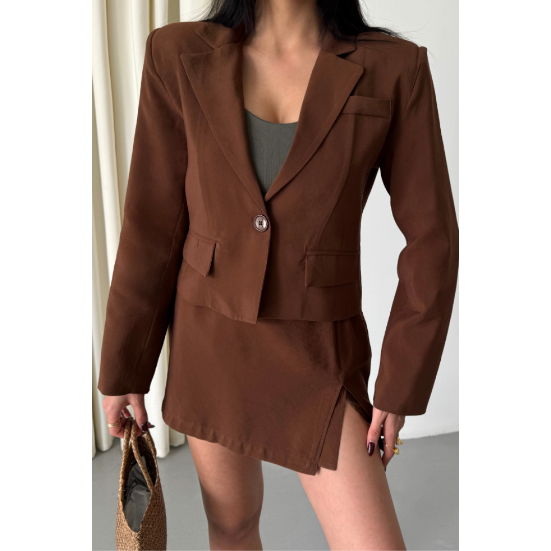 CROP CEKET - KISA ETEK TAKIM - Kahverengi 158243