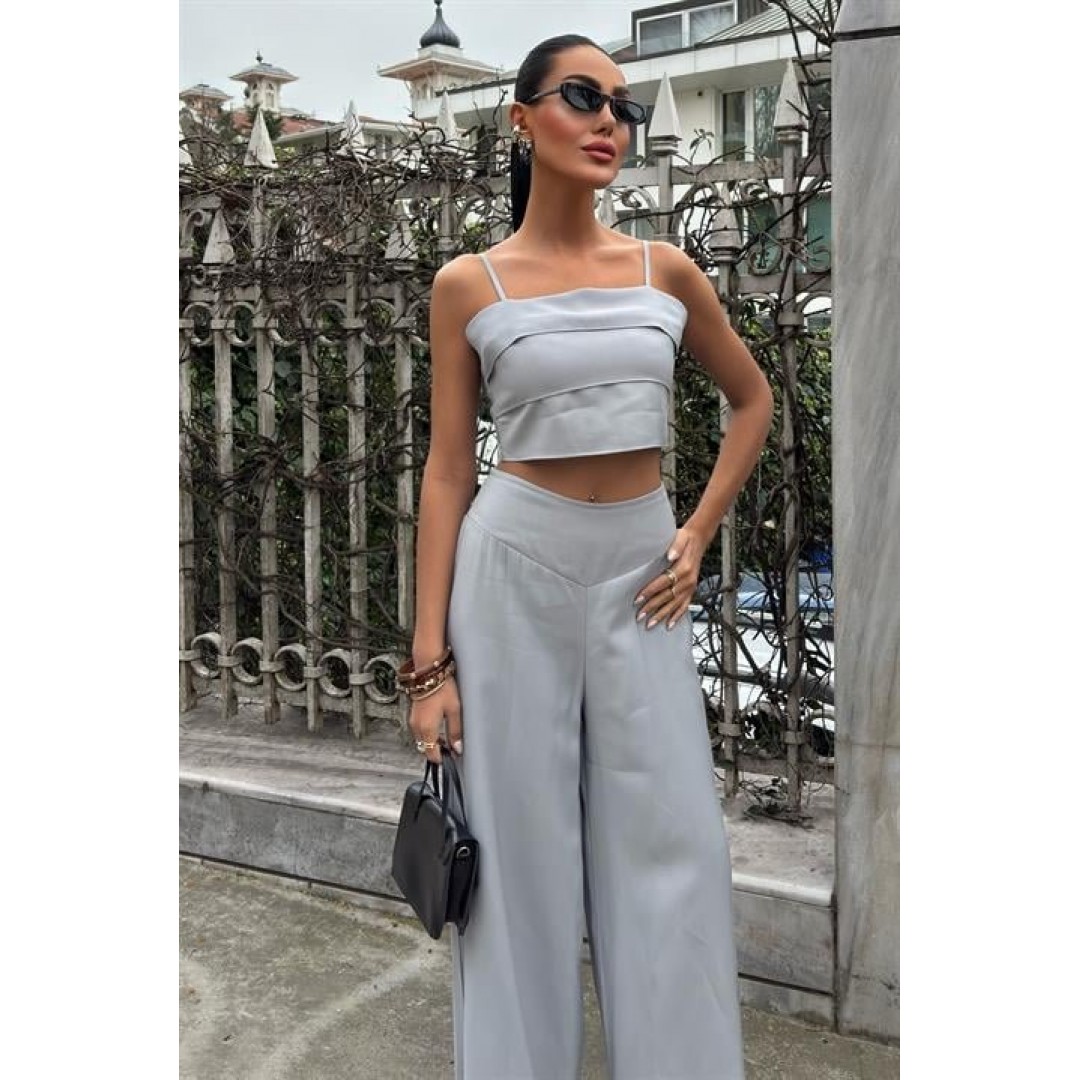 Crop Plazzo Pantolon Takım 10155-08 159246 Crop Plazzo Pantolon Takım 10155-08 159246