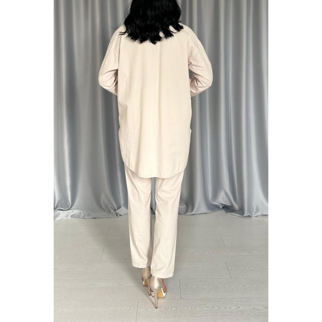 Bej Gömlek Ve Çıtçıtlı Pantolon Takım 148374 Bej Gömlek Ve Çıtçıtlı Pantolon Takım 148374
