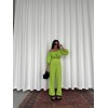 KETEN CROP BLUZ BÜZGÜ YAKA + PANTOLON TAKIM - Yeşil 152486 KETEN CROP BLUZ BÜZGÜ YAKA + PANTOLON TAKIM - Yeşil 152486