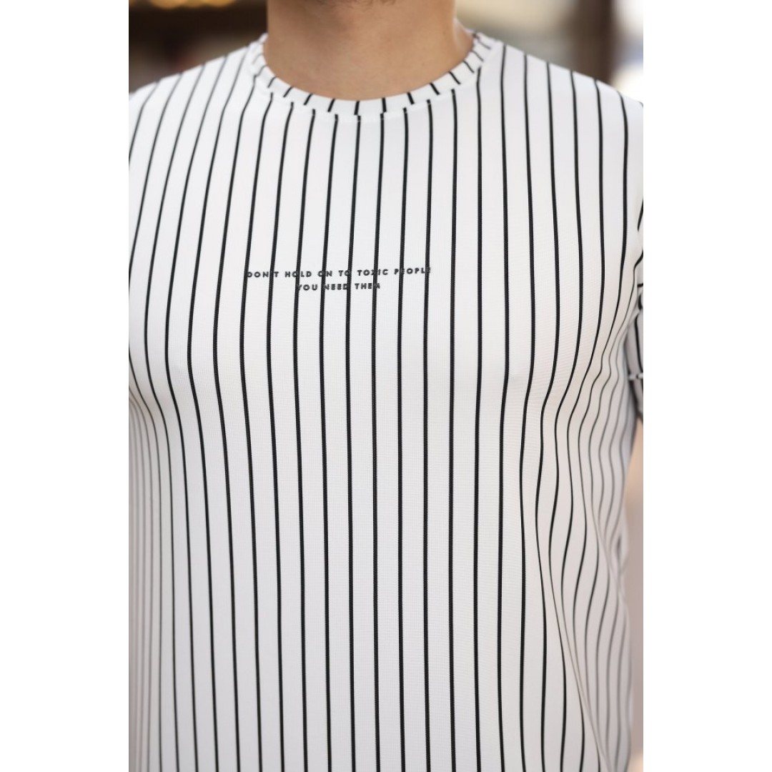 Erkek Dikey çizgili Ottoman Kumaş Kısa Kollu T-shirt 162321 Erkek Dikey çizgili Ottoman Kumaş Kısa Kollu T-shirt 162321