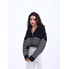 43311 TRİKO ÇİZGİLİ FERMUARLI CROP-SİYAH-EKRU 144100 43311 TRİKO ÇİZGİLİ FERMUARLI CROP-SİYAH-EKRU 144100