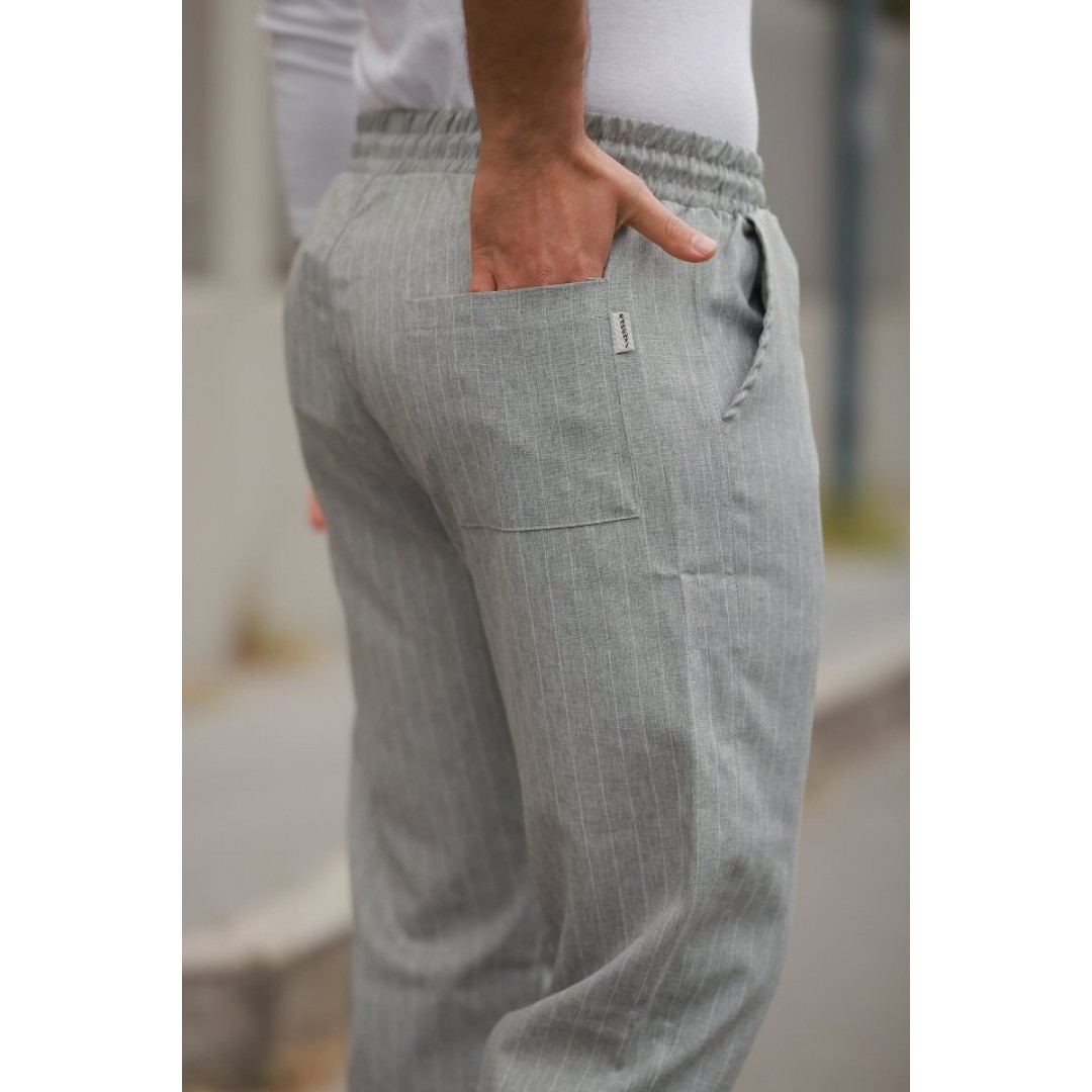 Erkek Beli Bağcıklı çizgili Pantolon - 160690 Erkek Beli Bağcıklı çizgili Pantolon - 160690