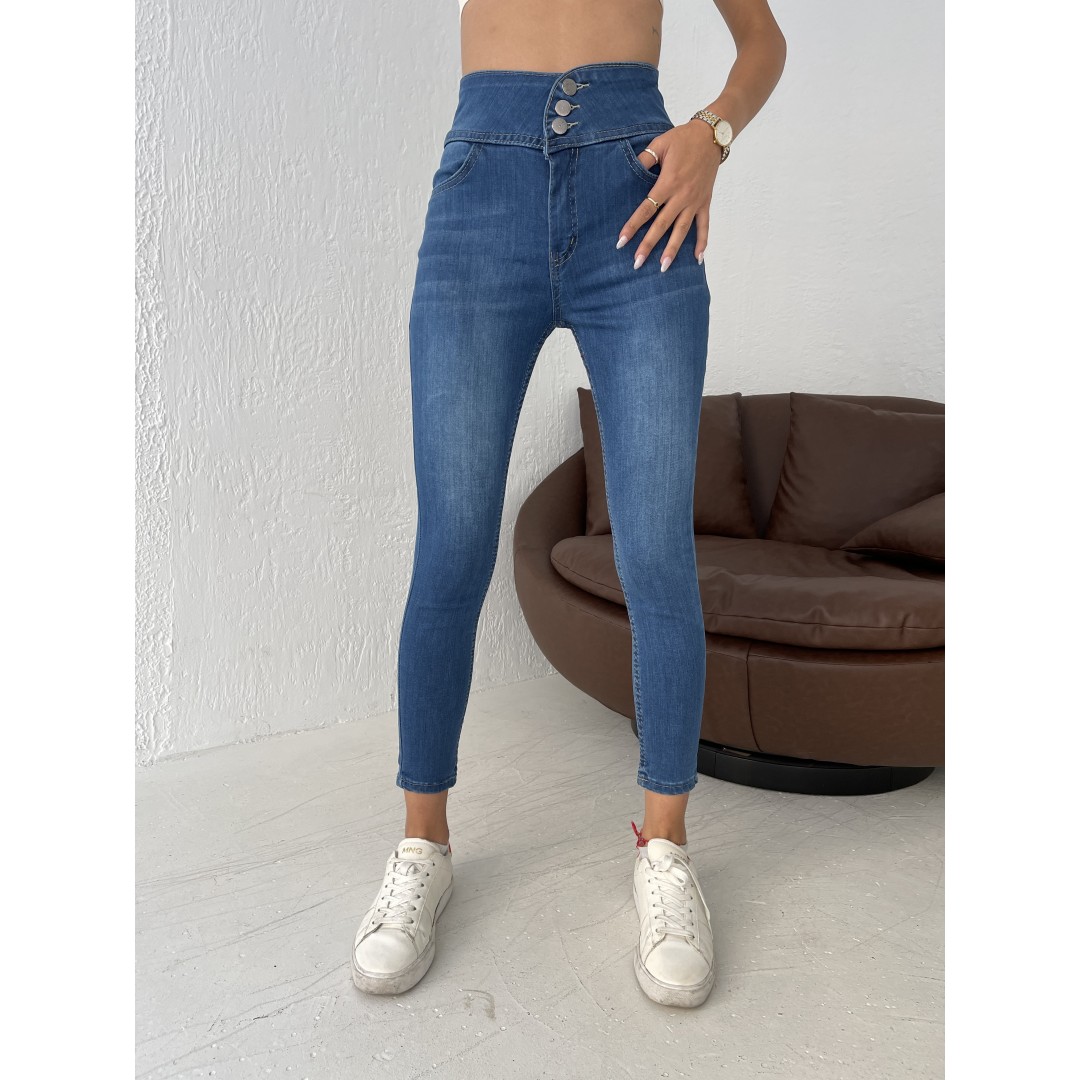 Yüksek Bel Likralı Jean Pantolon 90 Cm 47252
