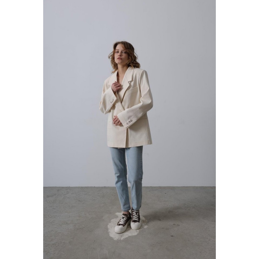Oversize Blazer Ceket - Natür 157477 Oversize Blazer Ceket - Natür 157477