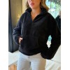 Kadın Uzun Kollu önden Fermuarlı Cepli Peluş Sweat - 136255 Kadın Uzun Kollu önden Fermuarlı Cepli Peluş Sweat - 136255