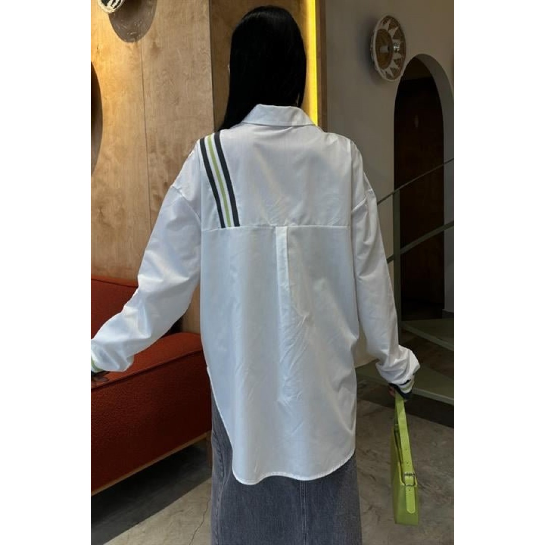 Bant Detaylı Oversize Poplin Gömlek 3436 158458