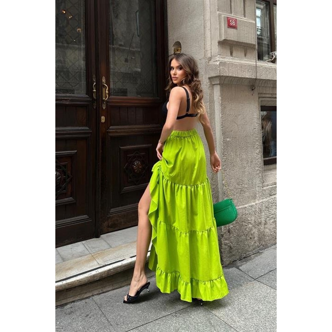 Audrey Fıfrlı Yırtmaç Detay Etek 4037 155227
